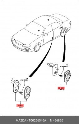 Выключатель концевой двери T002-66-540A MAZDA