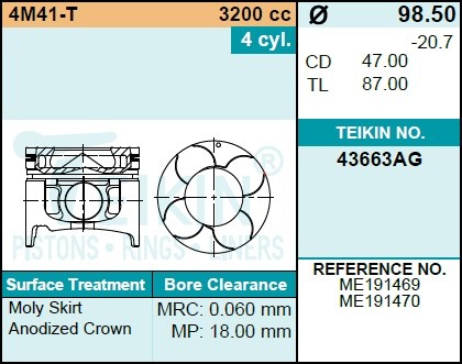 Поршень ДВС 43663AGSTD TEIKIN