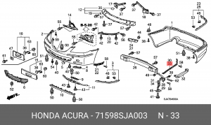 Кронштейн крепления бампера 71598SJA003 HONDA