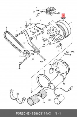 Генератор 928603114AX PORSCHE