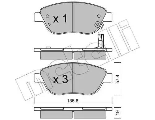 Комплект тормозных колодок, диско 2203222 METELLI