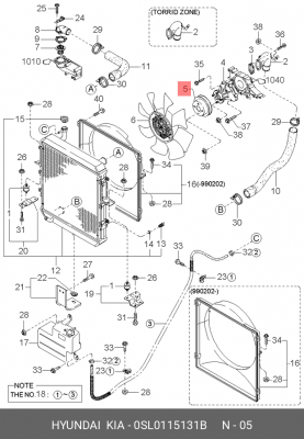Шкив помпы системы охлаждения 0SL0115131B HYUNDAI KIA