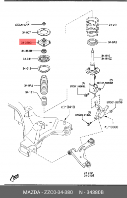 Опора амортизатора подвески ZZC0-34-380 MAZDA