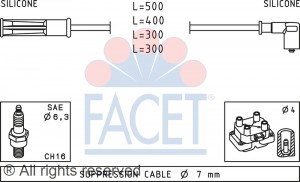 Ккомплект проводов зажигания 4.7244 FACET