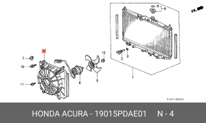 Вентилятор, охлаждение двигателя 19015PDAE01 HONDA