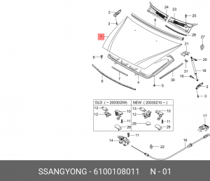 Капот двигателя 6100108011 SSANG YONG