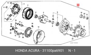 Генератор 31100PA6901 HONDA