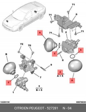 Гидроаккумулятор, подвеска / амортизация 5272 81 CITROEN PEUGEOT