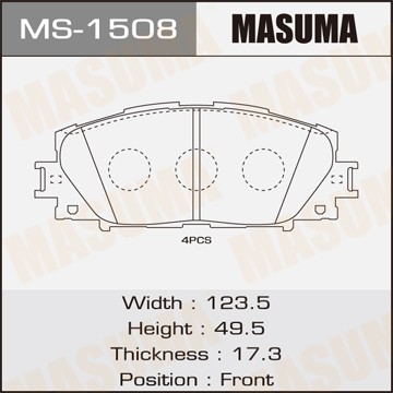 Колодки тормозные дисковые MS1508 MASUMA