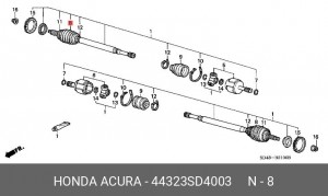 Комплект пылника, приводной вал 44323SD4003 HONDA