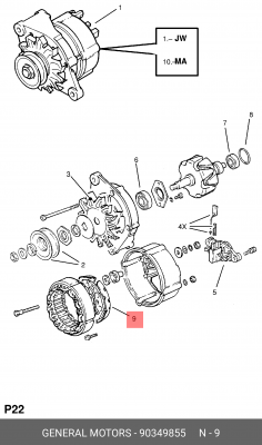 Выпрямитель, генератор 90349855 GENERAL MOTORS