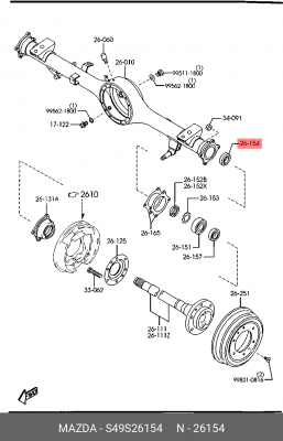 Комплект подшипника ступицы колеса S49S26154 MAZDA