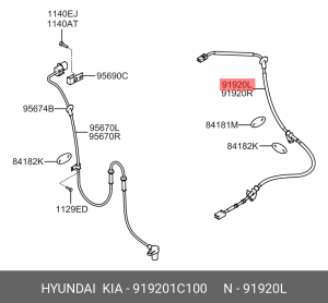 Датчик, частота вращения колеса 919201C100 HYUNDAI KIA