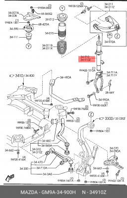 Амортизатор подвески GM9A-34-900H MAZDA