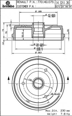 Тормозной барабан 14.3211.20 BREMBO