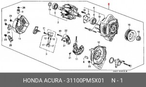 Генератор 31100PM5X01 HONDA