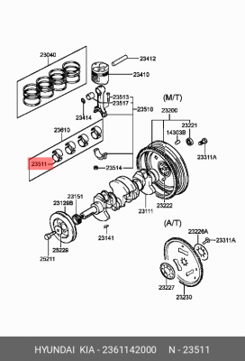 Шатунный подшипник 2361142000 HYUNDAI KIA
