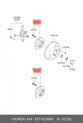 Комплект подшипника ступицы колеса 5271025000 HYUNDAI KIA