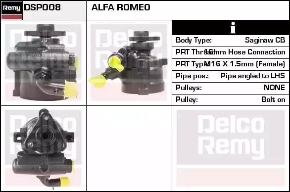 Гидравлический насос, рулевое управление DSP008 DELCO REMY