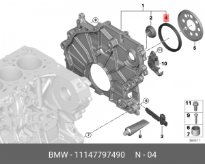Уплотняющее кольцо, коленчатый вал; Уплотняющее кольцо 11 14 7 797 490 BMW