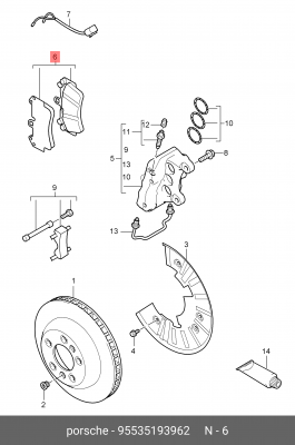 Комплект тормозных колодок, диско 955 351 939 62 PORSCHE