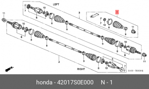 Комплект пылника, приводной вал 42017-S0E-000 HONDA