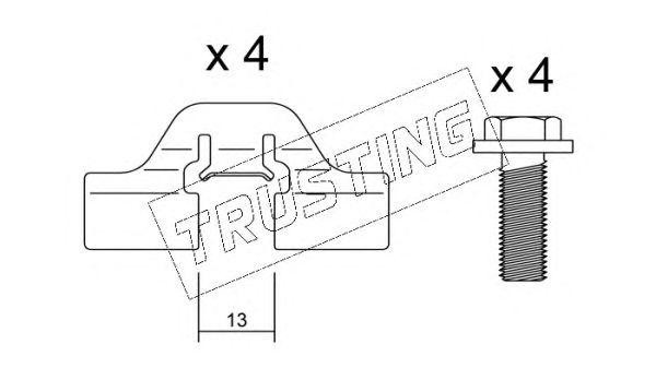 Комплектующие, колодки дискового тормоза KIT033 TRUSTING