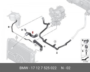 Шланг 17 12 7 525 022 BMW