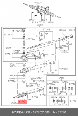Комплект пылника, рулевое управление 5777021000 HYUNDAI KIA