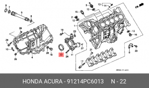 Уплотняющее кольцо, коленчатый вал 91214PC6013 HONDA