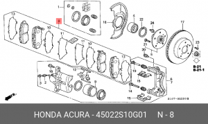 Комплект тормозных колодок, диско 45022-S10-G01 HONDA