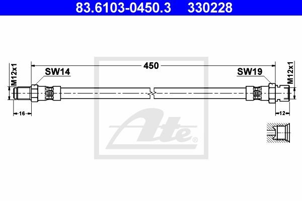 Тормозной шланг 83.6103-0450.3 ATE