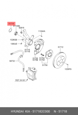 Комплект подшипника ступицы колеса 517182C000 HYUNDAI KIA