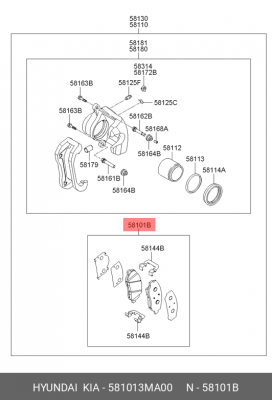 Комплект тормозных колодок, диско 581013MA00 HYUNDAI KIA