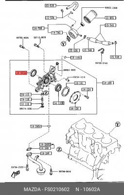 Уплотняющее кольцо, коленчатый вал FS0210602 MAZDA