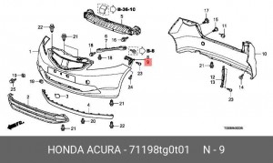 Кронштейн крепления бампера 71198TG0T01 HONDA