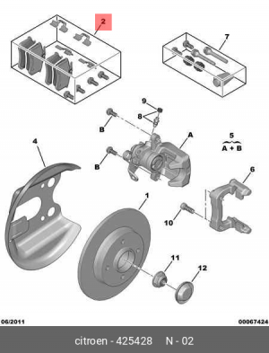 Комплект тормозных колодок, диско 4254 28 CITROEN PEUGEOT