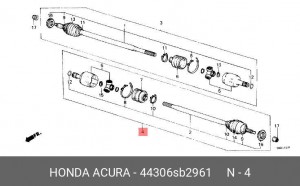 Шарнирный комплект, приводной вал 44306SB2961 HONDA