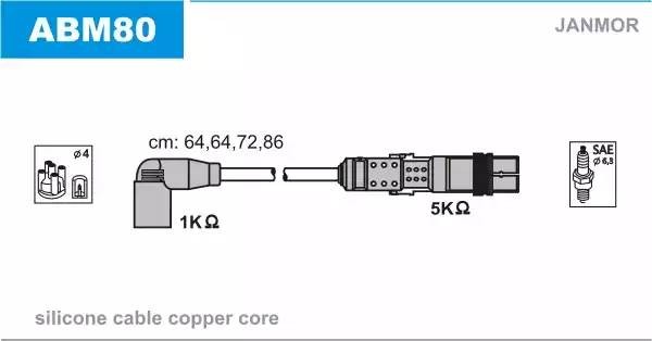Ккомплект проводов зажигания ABM80 JANMOR