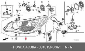 Фара головного света 33101SNBG61 HONDA