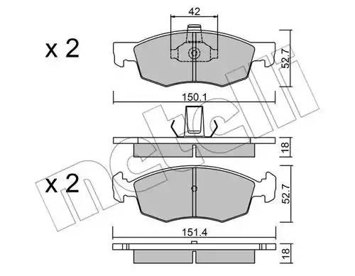 Комплект тормозных колодок, диско 22-0274-2 METELLI