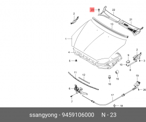 Клипса крепежная 9459106000 SSANG YONG