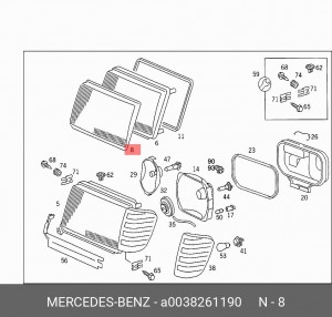 Рассеиватель света фонаря указателя поворотов A 003 826 11 90 MERCEDES BENZ
