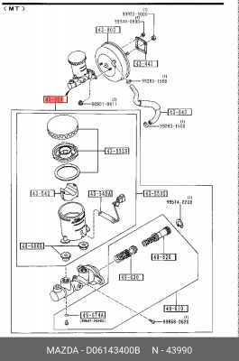 Главный тормозной цилиндр D06143400B MAZDA