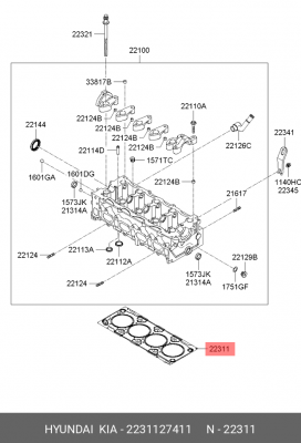 Прокладка, головка цилиндра 2231127411 HYUNDAI KIA
