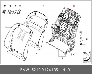 Каркас спинки сиденья 52 10 9 124 135 BMW