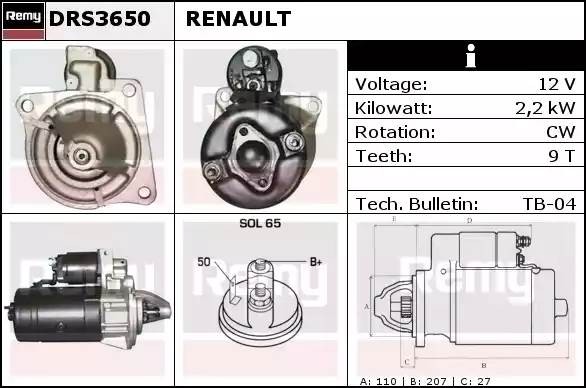 Стартер DRS3650 DELCO REMY