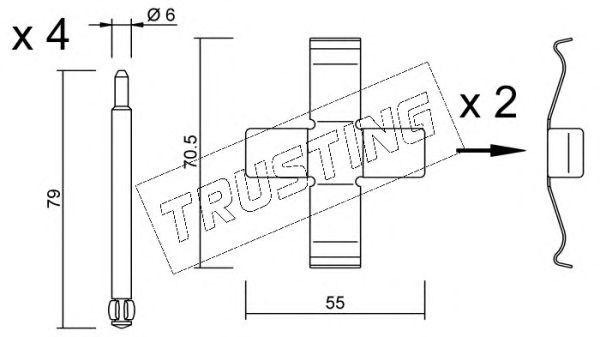 Комплектующие, колодки дискового тормоза KIT077 TRUSTING