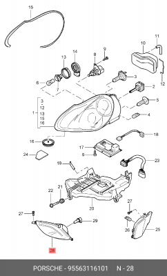 Противотуманная фара 95563116101 PORSCHE