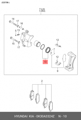 Суппорт тормозной (ремкомплект) 0K30A3324Z HYUNDAI KIA